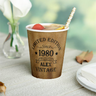 Personalisierte vintage Geburtstagsfeier Pappbecher