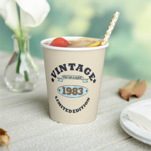Personalisierte vintage Geburtstagsfeier Pappbecher