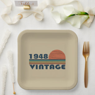 Personalisierte Vintage-Geburtstagsfeier Pappteller
