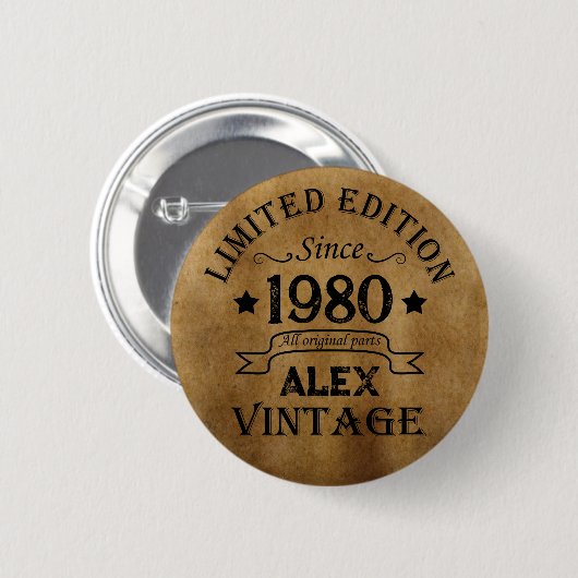 Personalisierte Vintage Geburtstagsgeschenke Button (Vorne & Hinten)