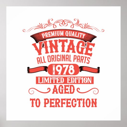 Personalisierte Vintage Geburtstagsgeschenke rot Poster (Vorne)