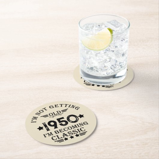 Personalisierte Vintage Geburtstagsgeschenke schwa Runder Pappuntersetzer (Vor Ort)