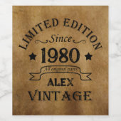 Personalisierte Vintage Geburtstagsgeschenke Weinetikett (Einzelnes Label)