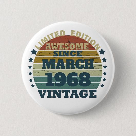 Personalisierte Vintage Geburtstagsgeschenkidee Button (Vorderseite)