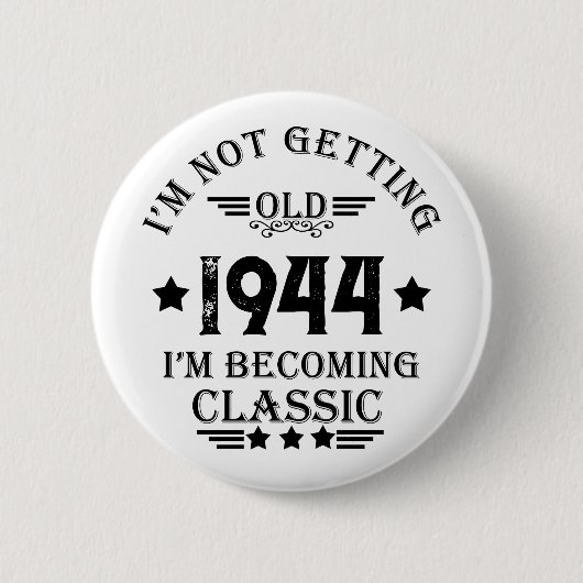 Personalisierte Vintage Geburtstagsgeschenkidee Button (Vorderseite)