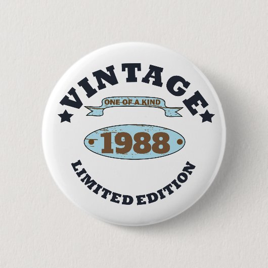 Personalisierte Vintage Geburtstagsgeschenkidee Button (Vorderseite)