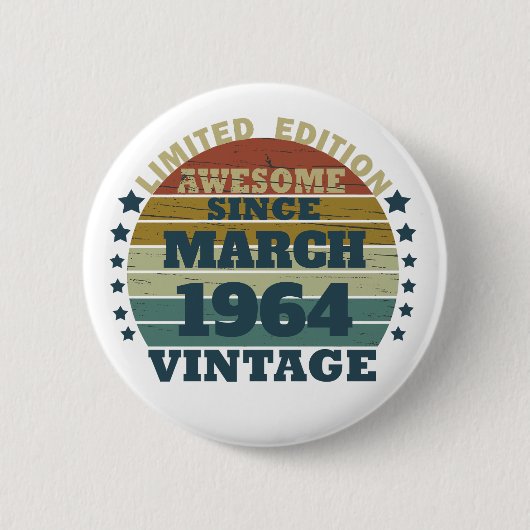 Personalisierte Vintage Geburtstagsgeschenkidee Button (Vorderseite)