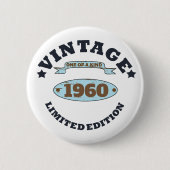 Personalisierte Vintage Geburtstagsparty Button (Vorderseite)