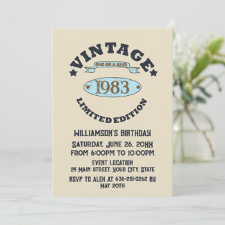 Personalisierte Vintage Geburtstagsparty Einladung