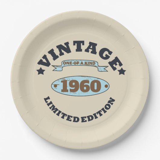 Personalisierte Vintage Geburtstagsparty Pappteller (Vorderseite)
