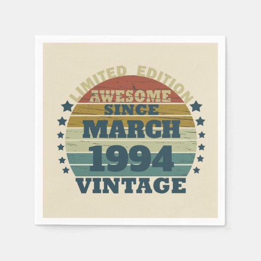 Personalisierte Vintage Geburtstagsparty Serviette (Vorderseite)