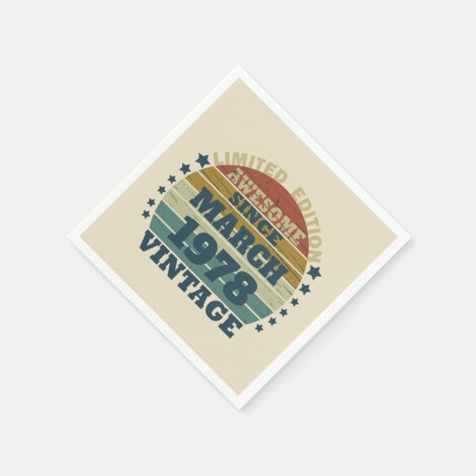 Personalisierte Vintage Geburtstagsparty Serviette (Ecke)
