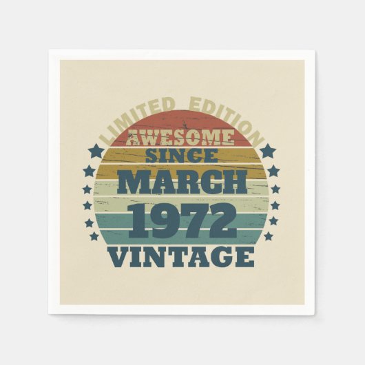 Personalisierte Vintage Geburtstagsparty Serviette (Vorderseite)