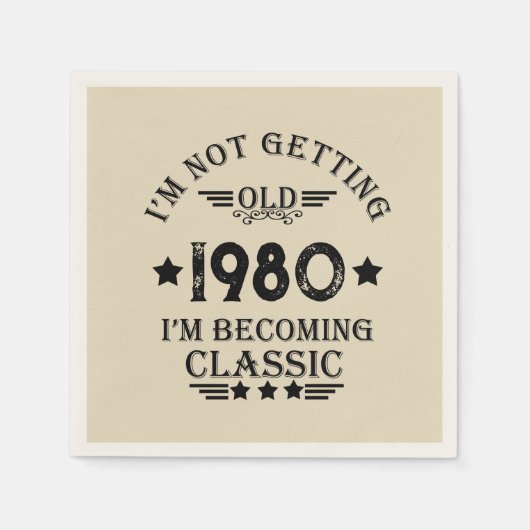 Personalisierte Vintage Geburtstagsparty Serviette (Vorderseite)