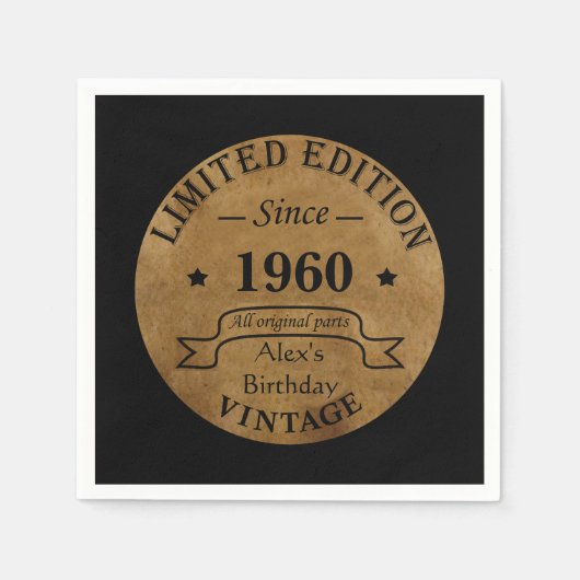 Personalisierte Vintage Geburtstagsparty Serviette (Vorderseite)