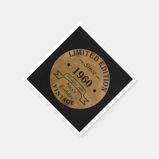 Personalisierte Vintage Geburtstagsparty Serviette (Ecke)