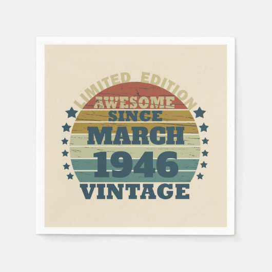 Personalisierte Vintage Geburtstagsparty Serviette (Vorderseite)