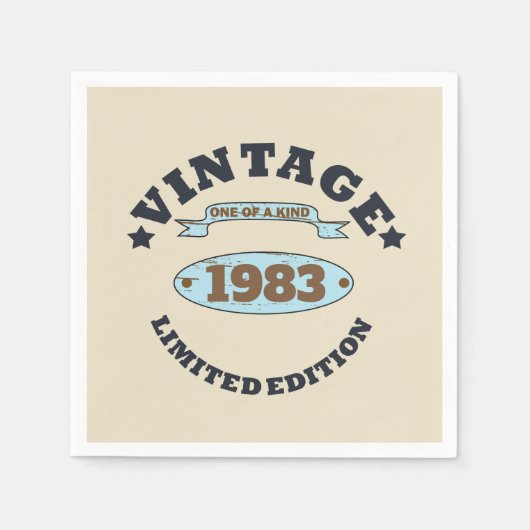 Personalisierte Vintage Geburtstagsparty Serviette (Vorderseite)