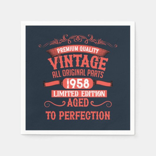 Personalisierte Vintage Geburtstagsparty Serviette (Vorderseite)