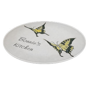 Personalisierte Vintage Gelb Schwarze Schmetterlin Schneidebrett