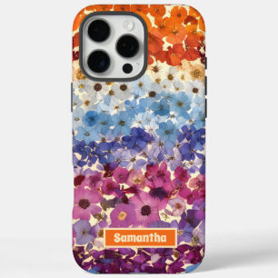 Personalisierte Vintage gepresste Blumen Ombre iPhone 16 Pro Max Hülle