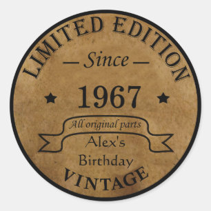 Personalisierte Vintage-Geschenke zum Geburtstag Runder Aufkleber