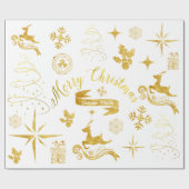 Personalisierte Vintage Goldweihnachtsverpackung Geschenkpapier (Flach)