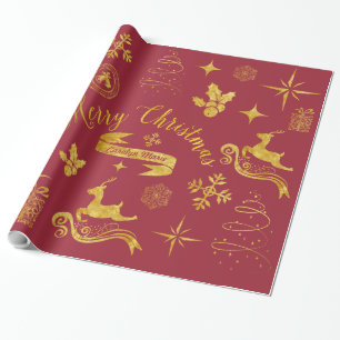 Personalisierte Vintage Goldweihnachtsverpackung Geschenkpapier