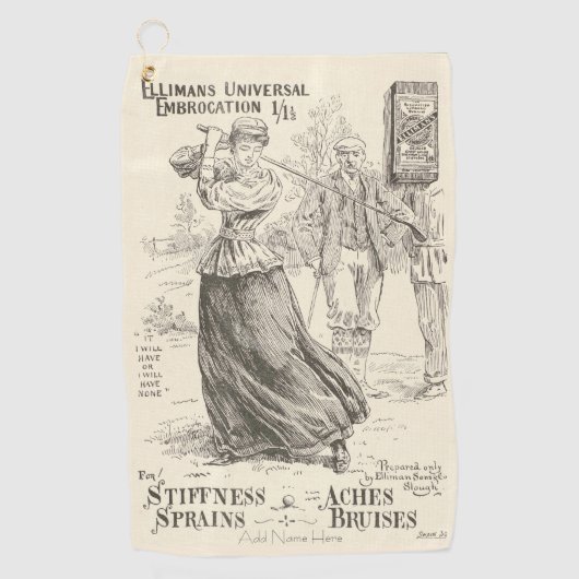 Personalisierte Vintage Golfer Golfhandtuch (Vorderseite)