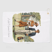 Personalisierte Vintage Golfer Golfhandtuch (Horizontal)