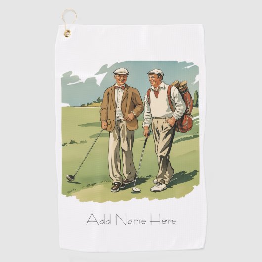 Personalisierte Vintage Golfer Golfhandtuch (Vorderseite)