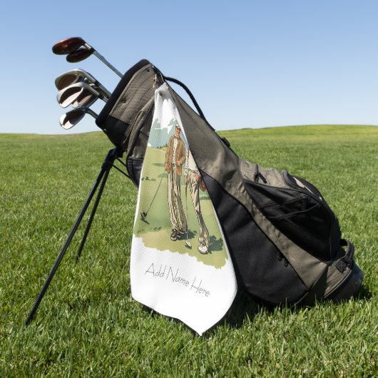 Personalisierte Vintage Golfer Golfhandtuch (Gras)
