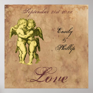 Personalisierte Vintage Grunge Cherubs Liebe Poster