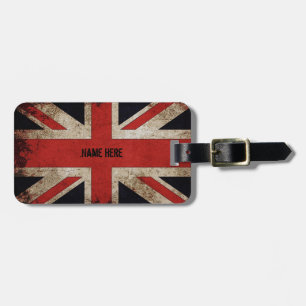 Personalisierte Vintage Grunge UK-Flagge Gepäckanhänger