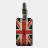 Personalisierte Vintage Grunge UK-Flagge Gepäckanhänger (Vorderseite vertikal)