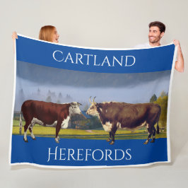 Personalisierte Vintage Hereford Kuh und Bull Fleecedecke