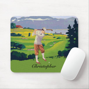 Personalisierte Vintage-Hochland-Golfszene Mousepad