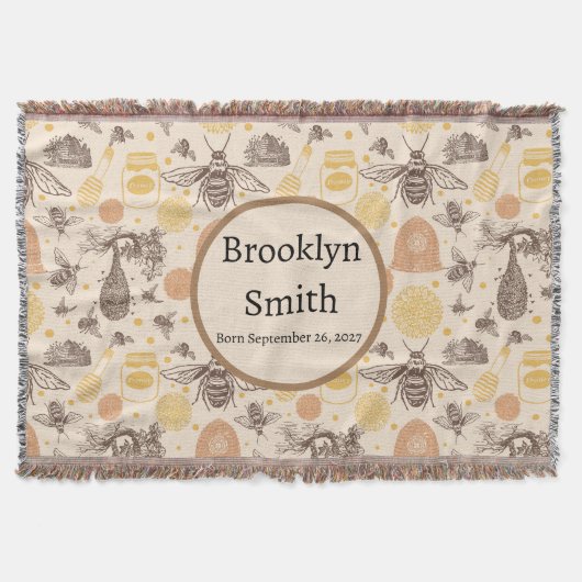 Personalisierte Vintage Honigbiene Decke (Vorderseite)