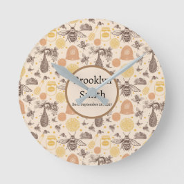 Personalisierte Vintage Honigbiene Runde Wanduhr