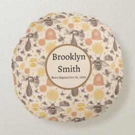 Personalisierte Vintage Honigbiene Rundes Kissen