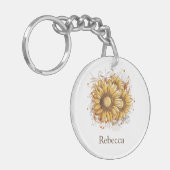 Personalisierte Vintage Hübsche Sonnenblumen Schlüsselanhänger (Vorderseite links)