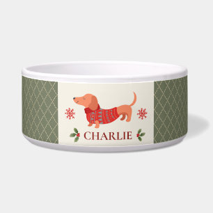 Personalisierte vintage karierte Weihnachts-Hunde- Napf