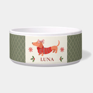 Personalisierte vintage karierte Weihnachts-Hunde- Napf
