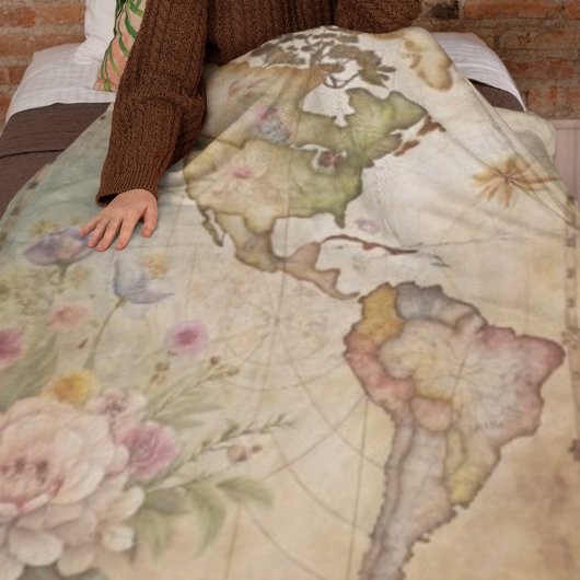 Personalisierte Vintage Karte Fleecedecke