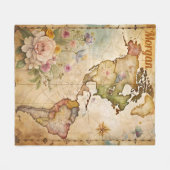 Personalisierte Vintage Karte Fleecedecke (Vorderseite (Horizontal))