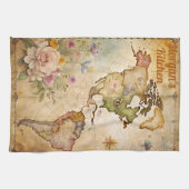 Personalisierte Vintage Karte Geschirrtuch (Horizontal)