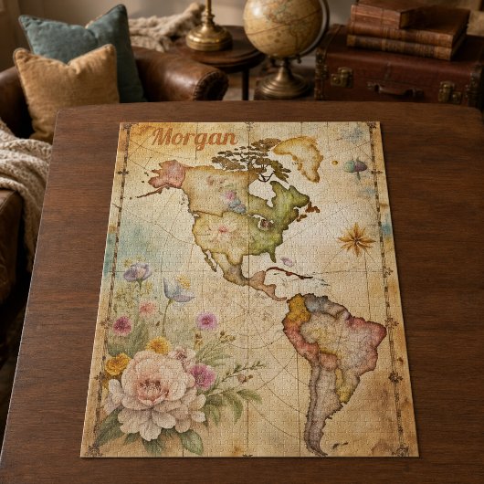 Personalisierte Vintage Karte Puzzle