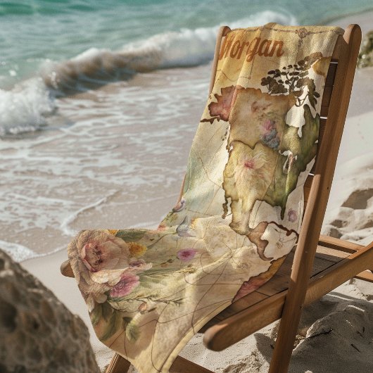 Personalisierte Vintage Karte Strandtuch
