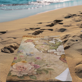 Personalisierte Vintage Karte Strandtuch