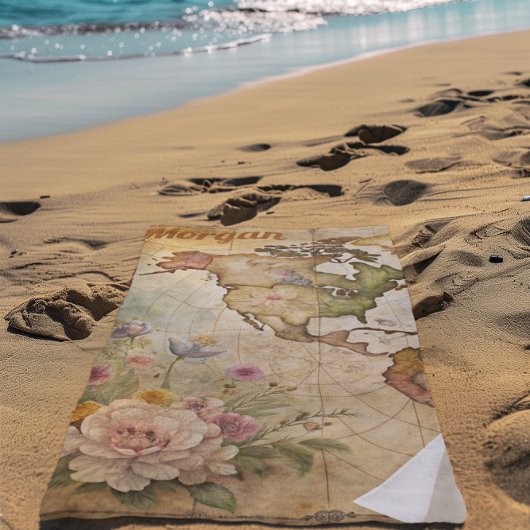 Personalisierte Vintage Karte Strandtuch